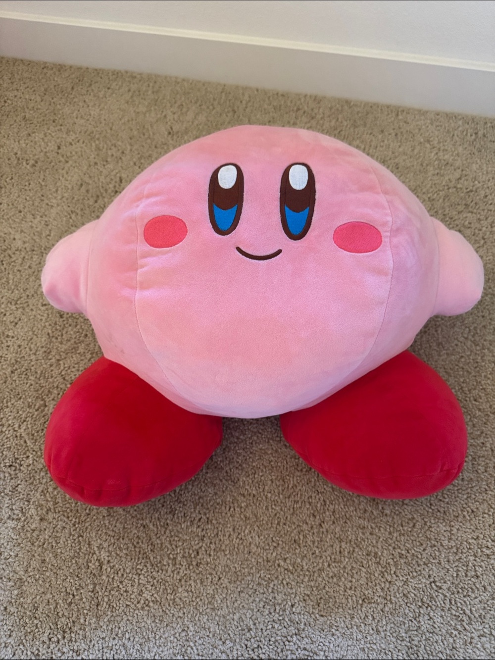 Nintendo Kirby Plush Toy in Pink with Red Feet (approx 22” x 17”)